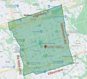 Cannabuds Delivery Map in Scarborough and Markham